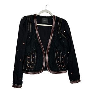 Maison Scotch Blazer Womens US 8 Bohemian Chic Embellished‎ Art To Wear Jacket